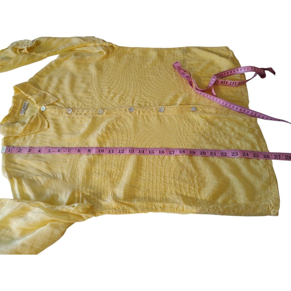 Russ Berens Long Sleeve Shirt Shear Yellow Top Stitching Malibu USA Womens Large - Picture 8 of 9